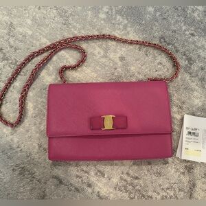 Salvatore Ferragamo Calfskin Ginny Crossbody bag in pink